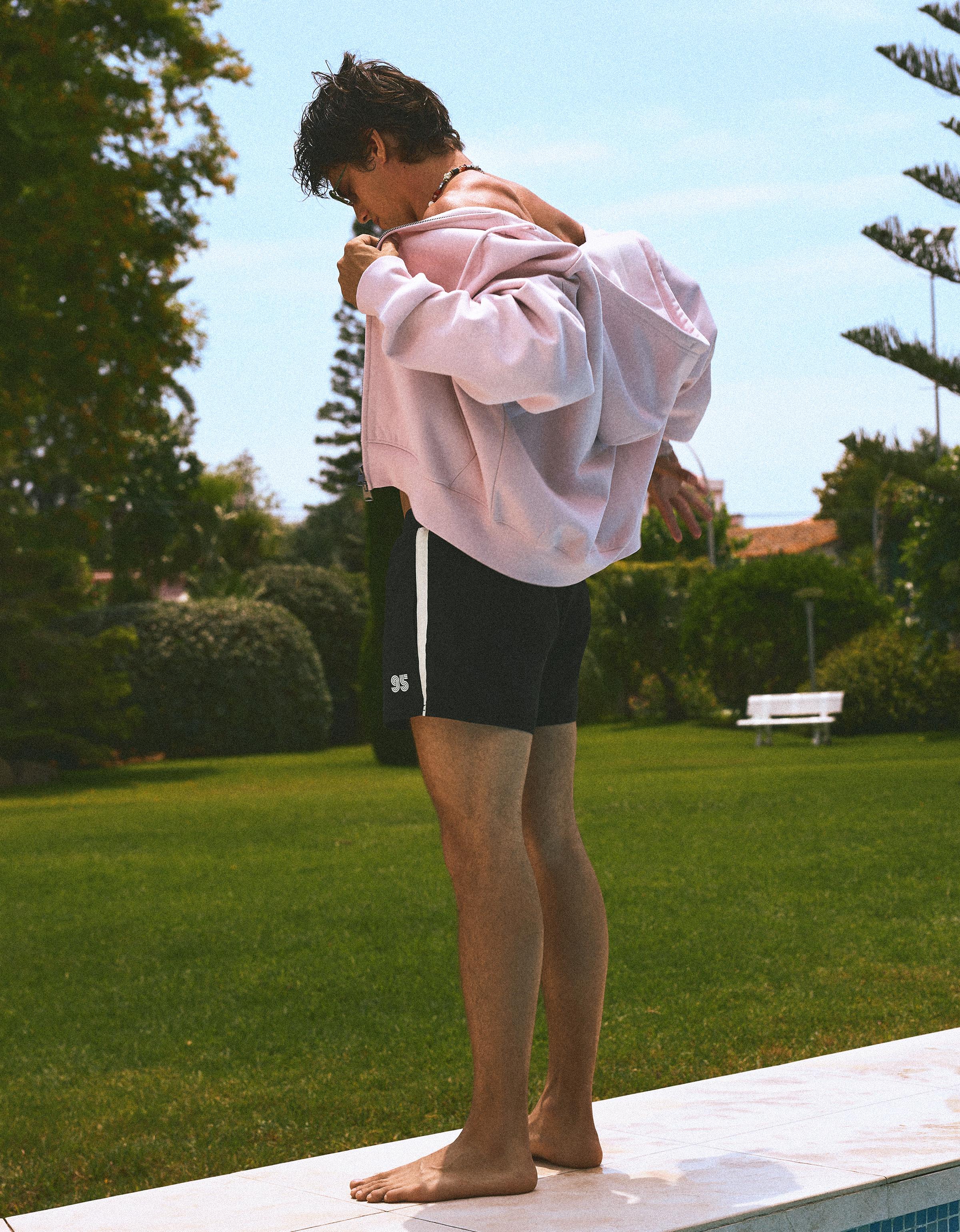 Retro short swim shorts — Black