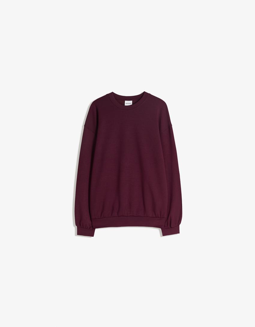 Sweat oversize doux avec modal-Grenat