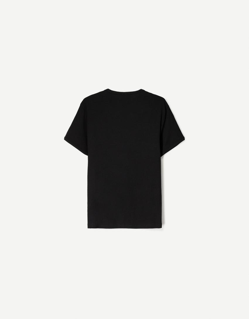 Ribbed short sleeve T-shirt-Black