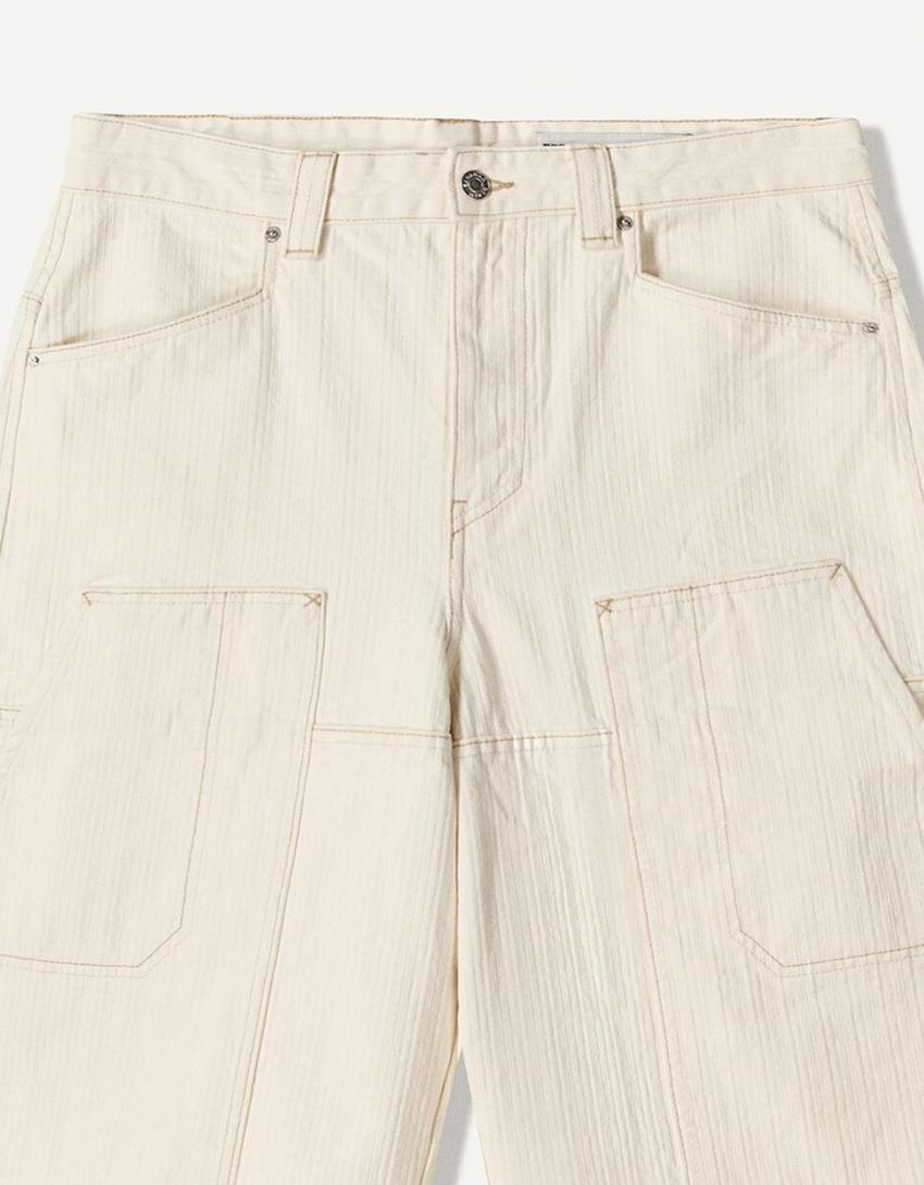 Carpenter skater Bermuda shorts-Cream-2