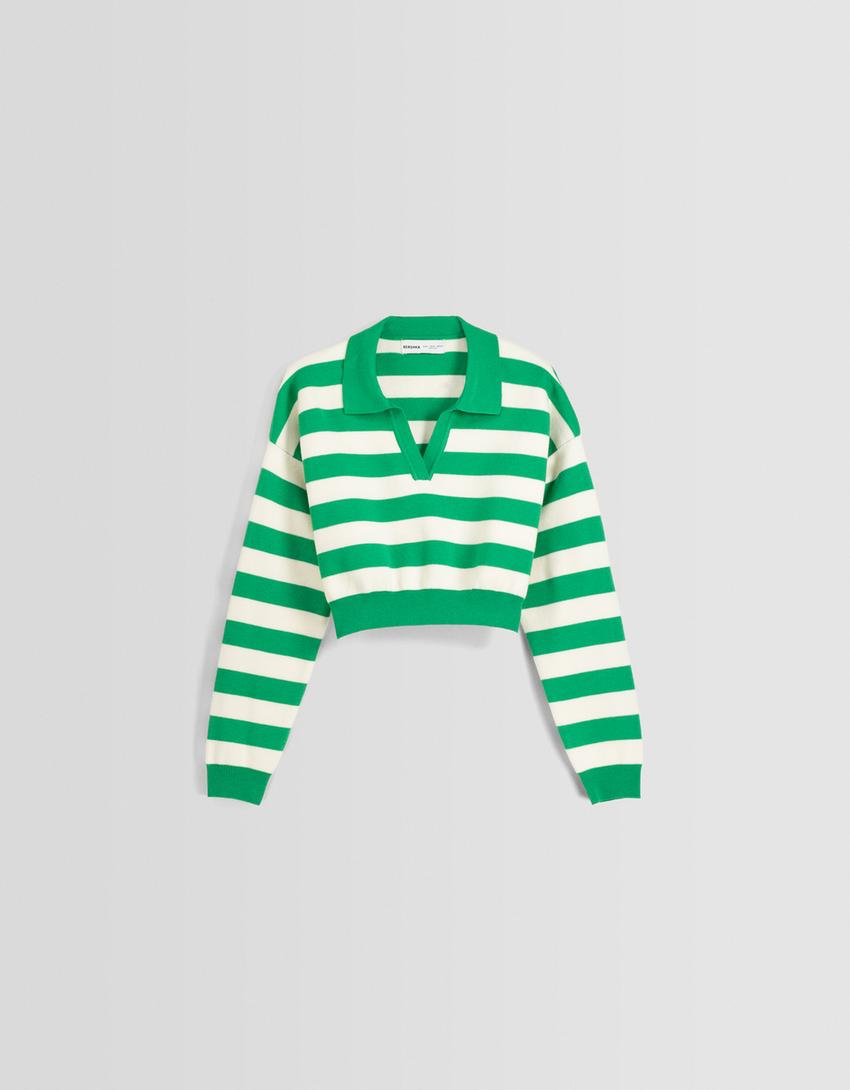 سويتر بياقة بولو وخطوط-أخضر-4