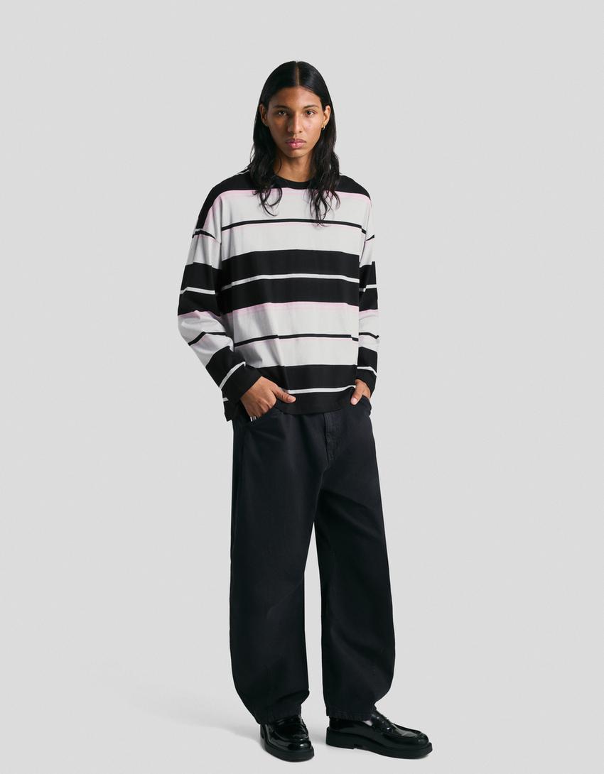 Oversized long sleeve T-shirt-Black