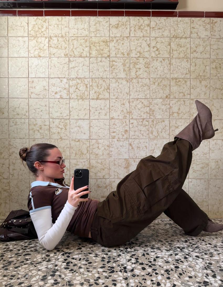 Cargo parachute trousers-Brown