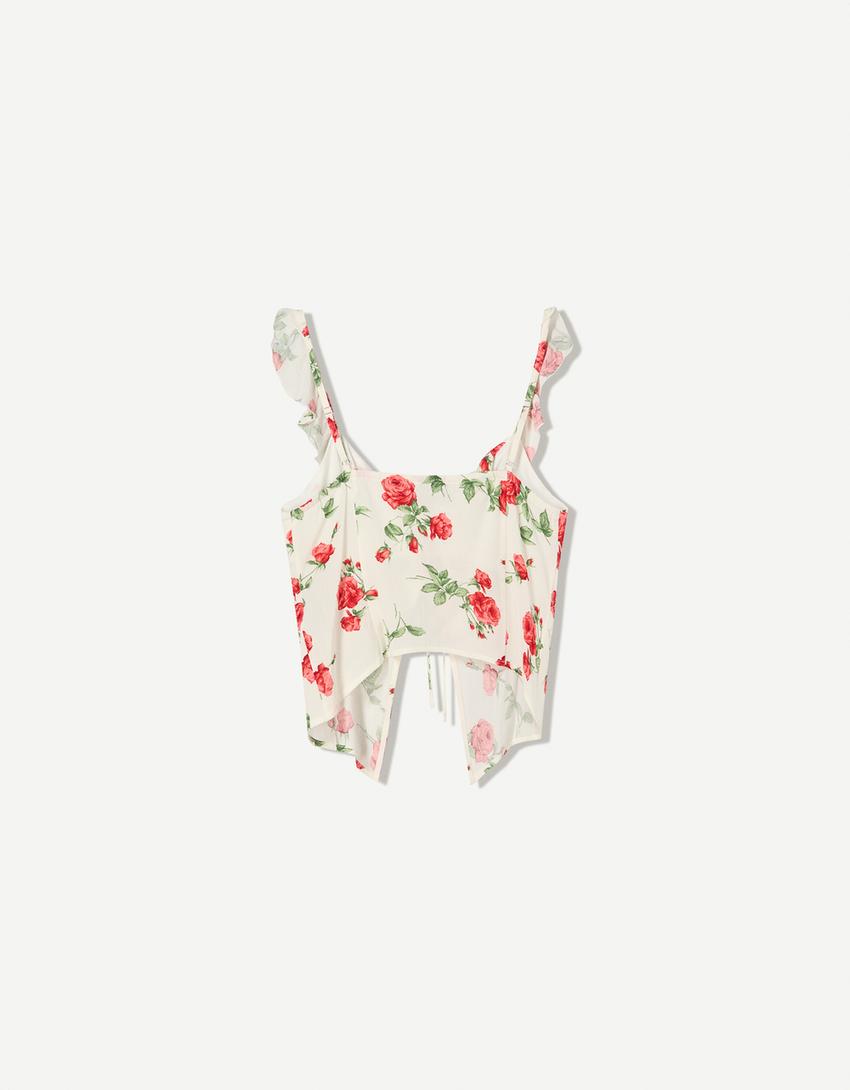 Top bretelline con texture stampata-Multicolore-4