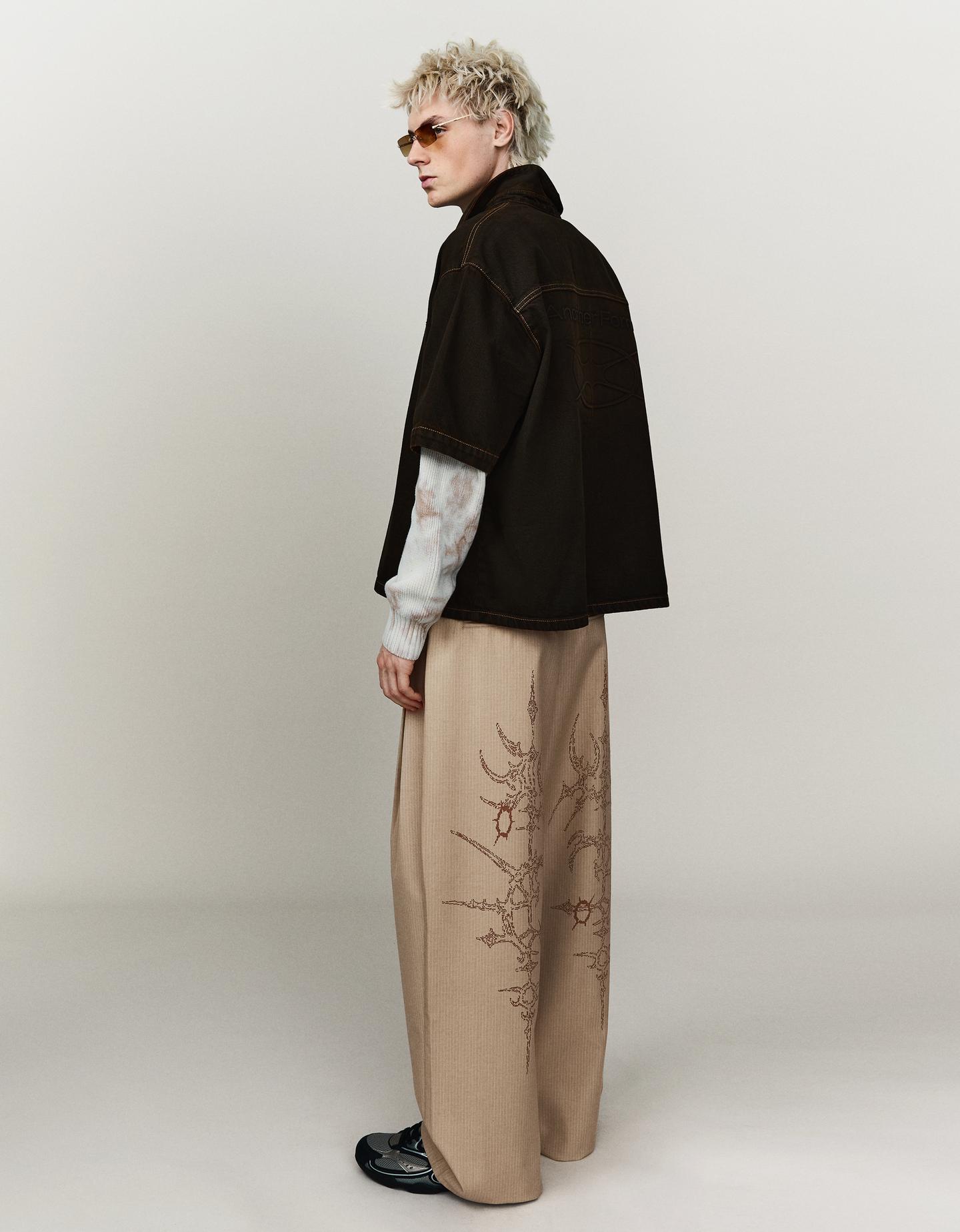 Bershka spodnie tailoring o kroju megabaggy piaskowy
