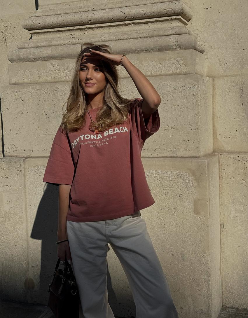 T-shirt manches courtes imprimé-Orange foncé-2