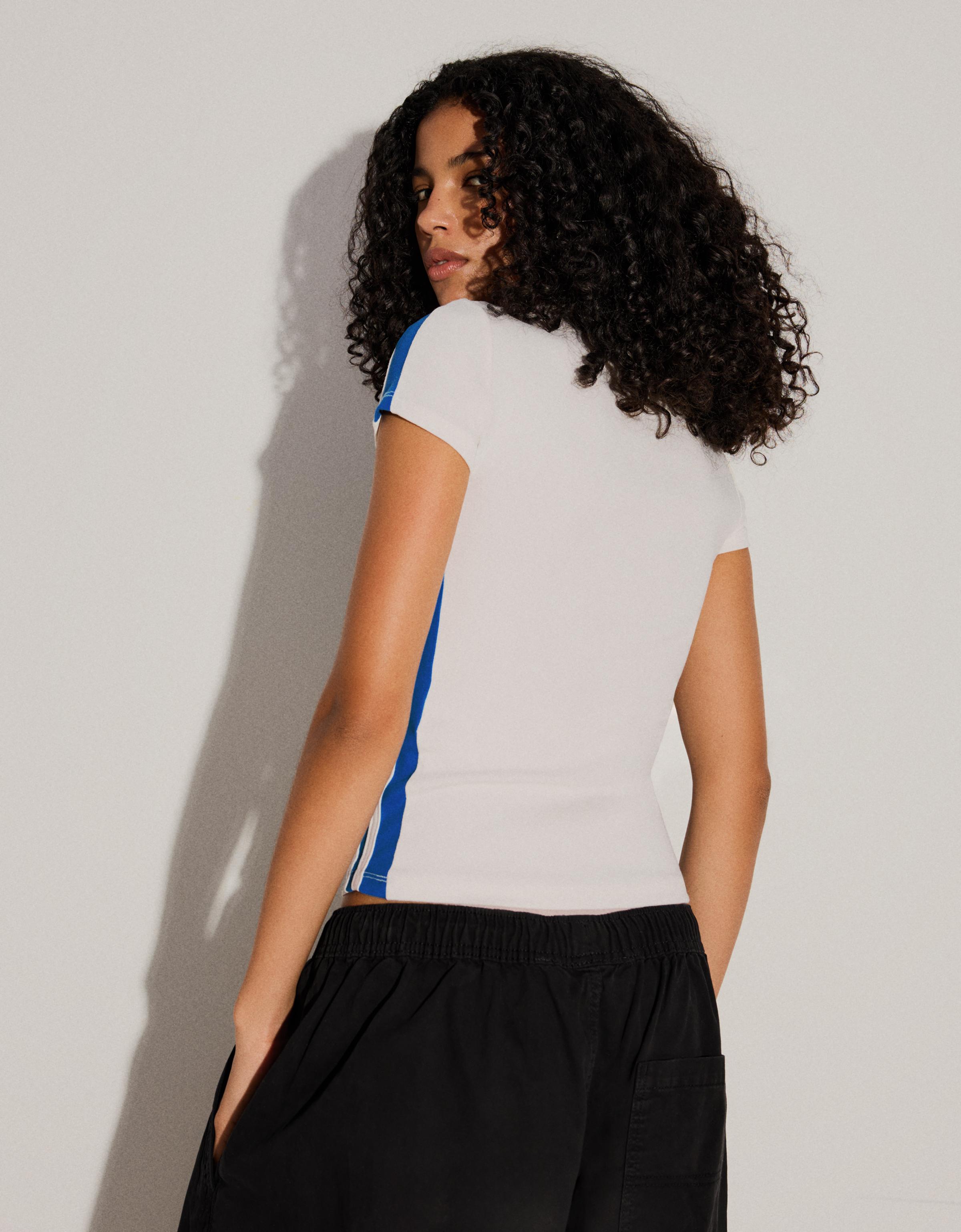 Short sleeve sport print T-shirt — Off white