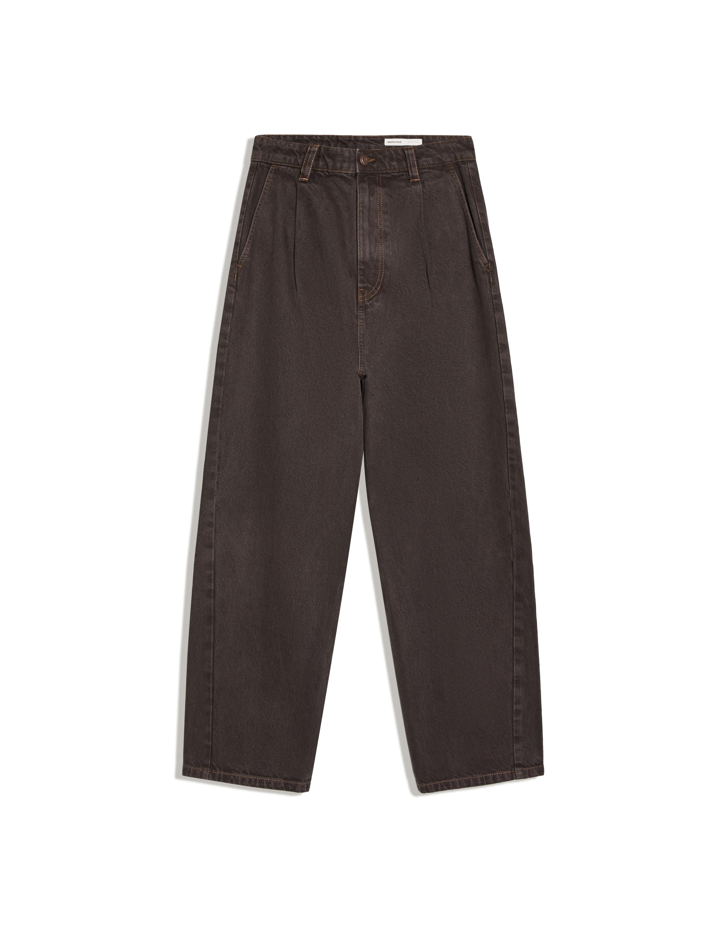 Wide-leg darted jeans — Brown