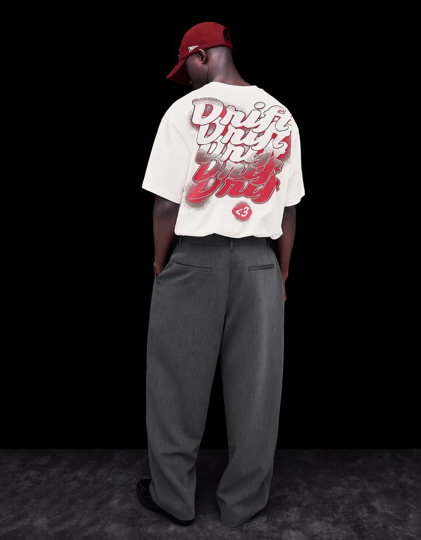 Tailoring broek met taille met overslag-Donkergrijs