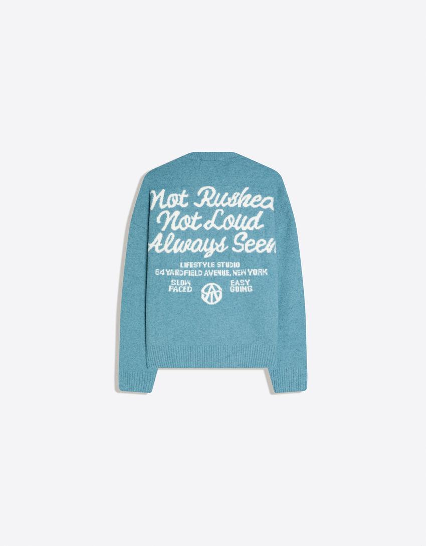 Printed round neck jumper-Green