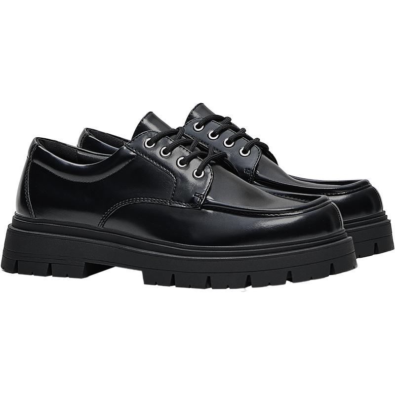 MOC TOE DERBY SHOES — BLACK
