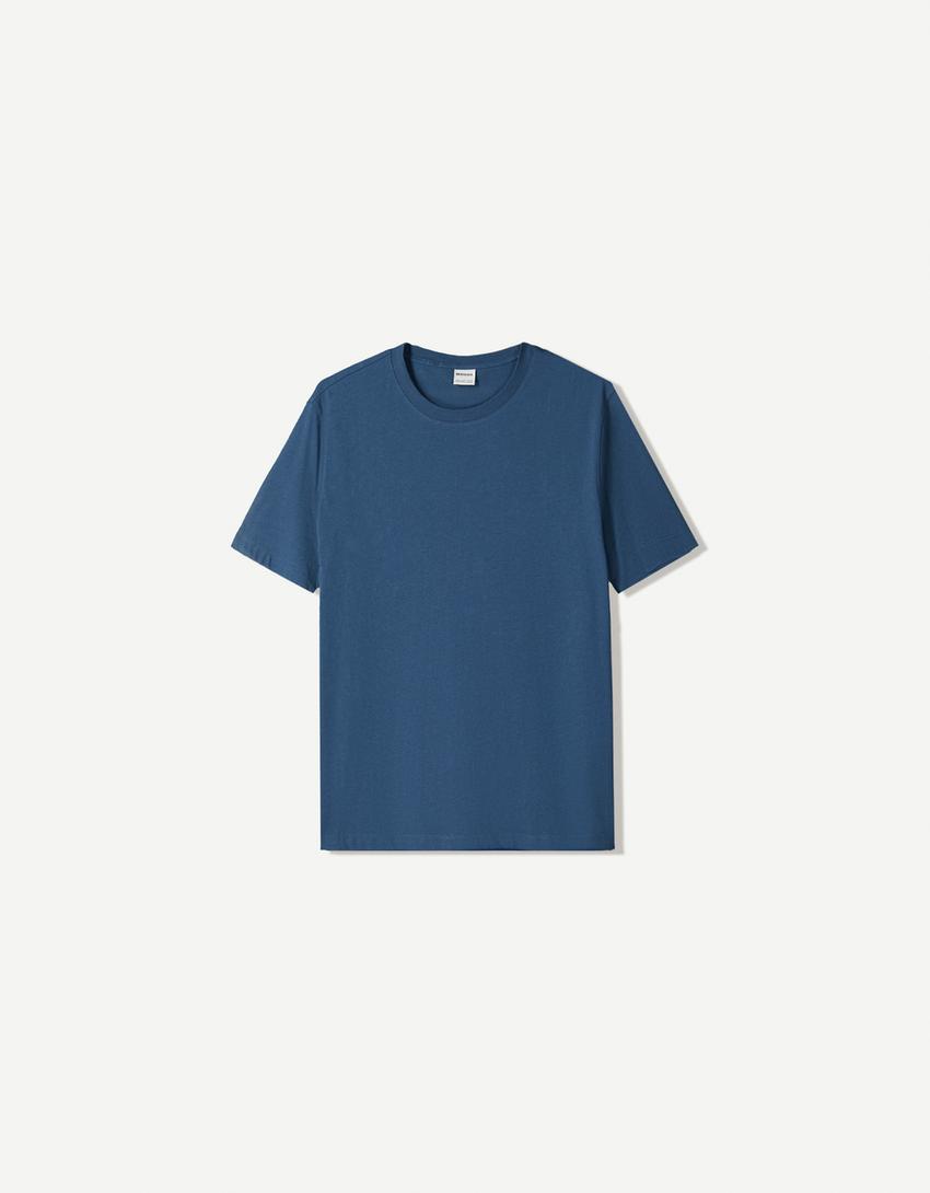 T-shirt à manches courtes basique-Bleu-4