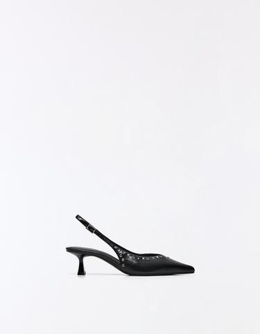 KITTEN HEEL SHOES WITH STUDS — BLACK 1