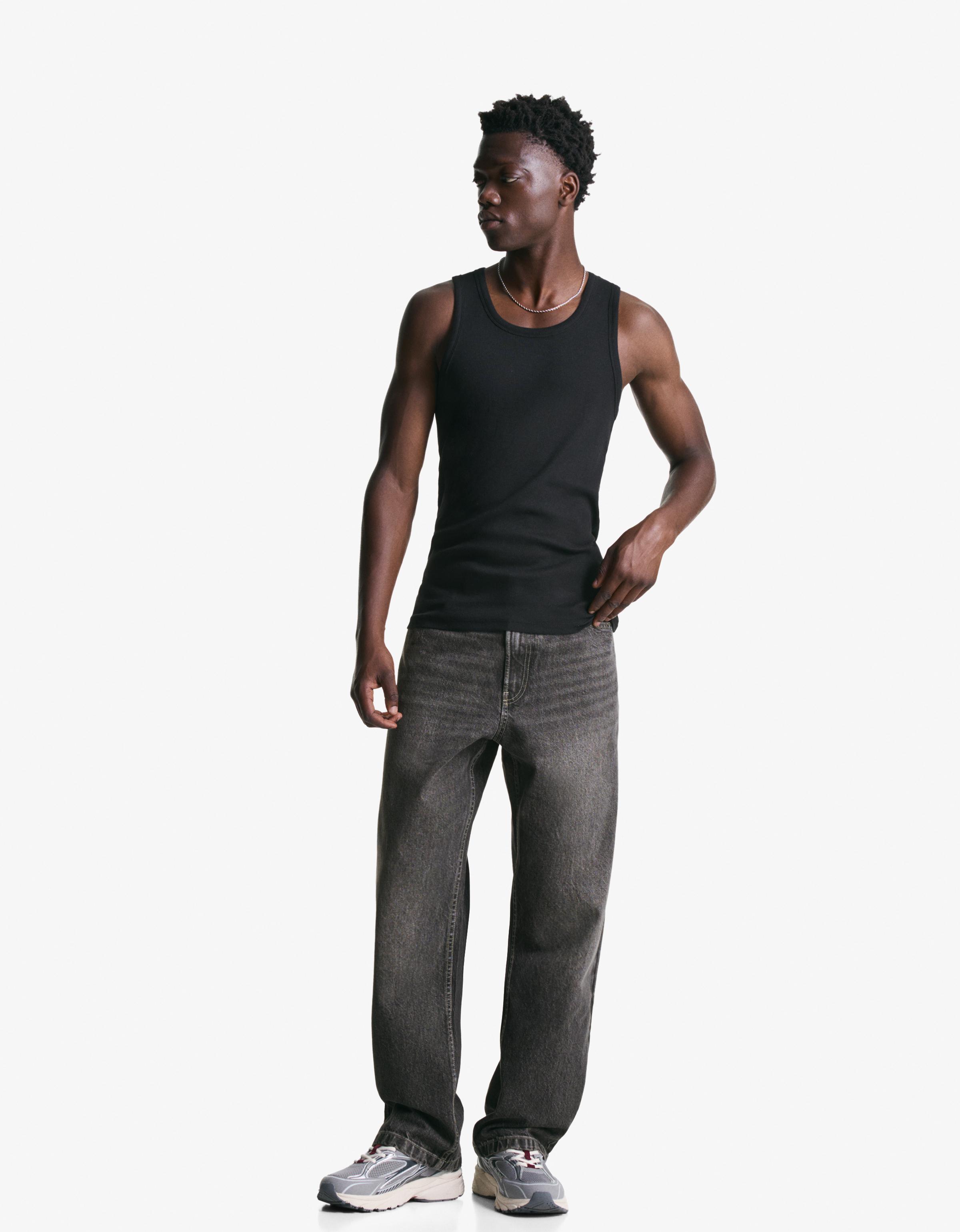 Bershka Baggy Jeans Herren 36 Dunkelgrau