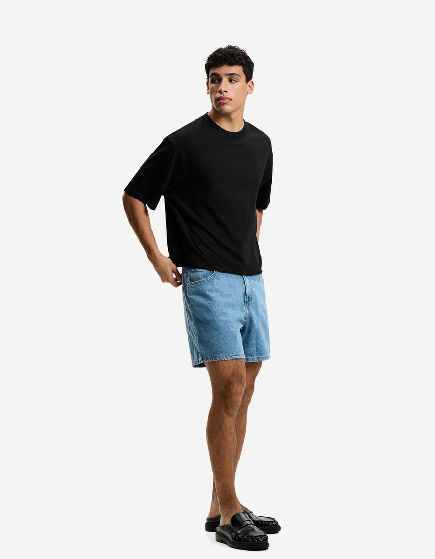Short sleeve cropped T-shirt-Black-3