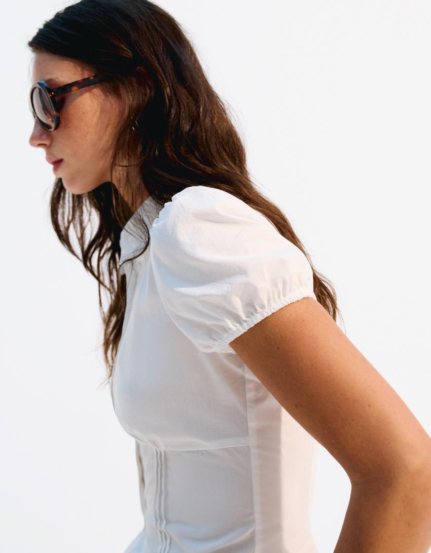 Short sleeve shirt-White-1