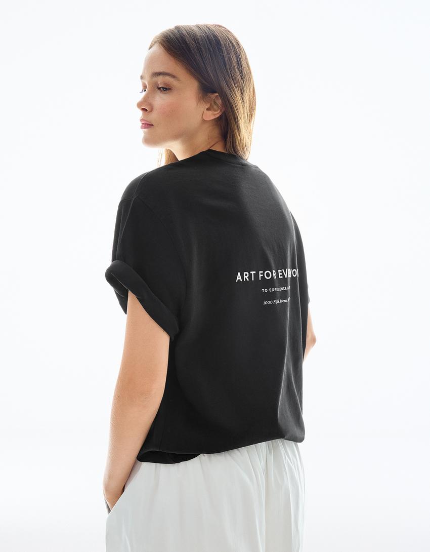 Tričko s krátkym rukávom The Met s potlačou-Čierna