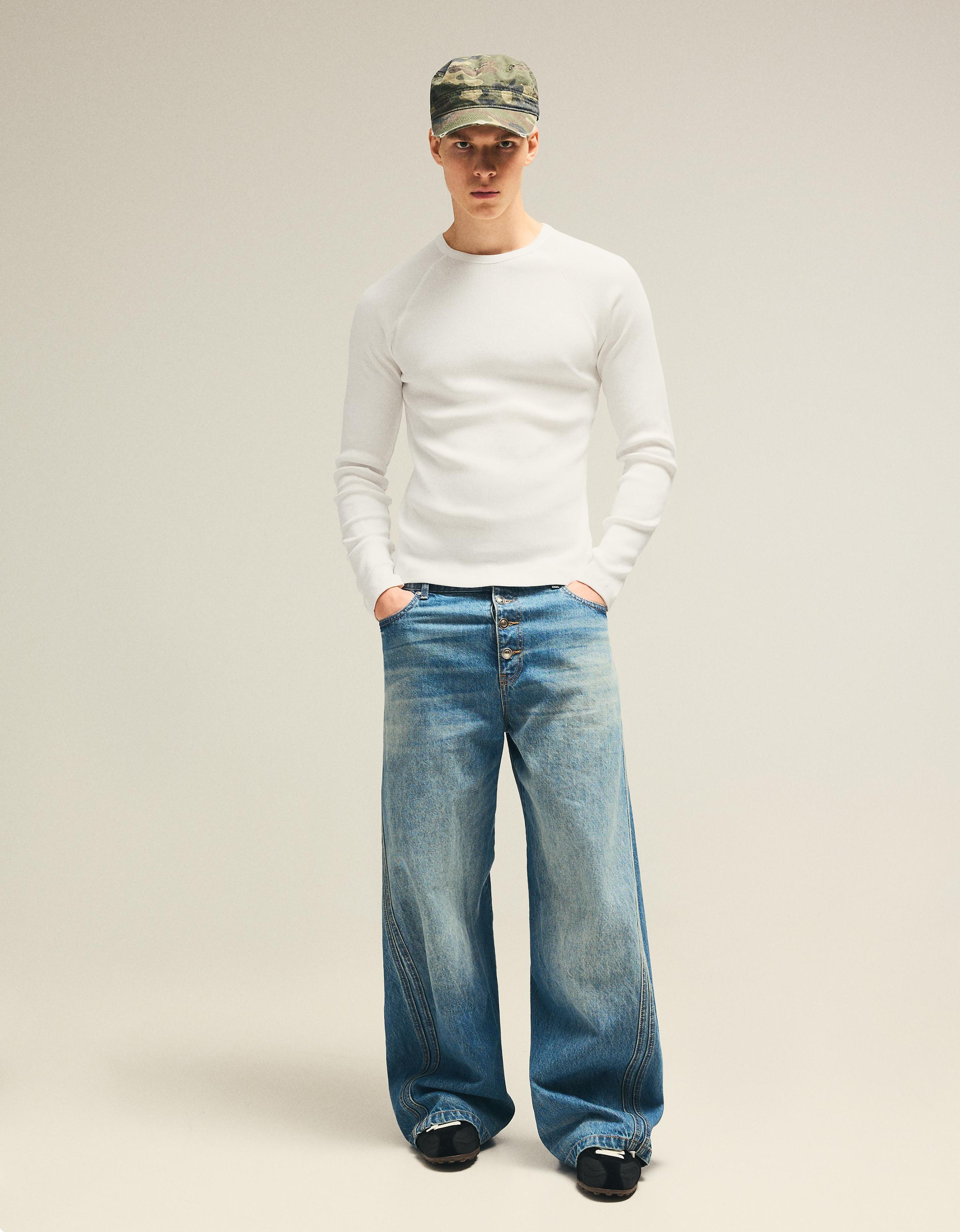 Slim-fit long-sleeved T-shirt — White