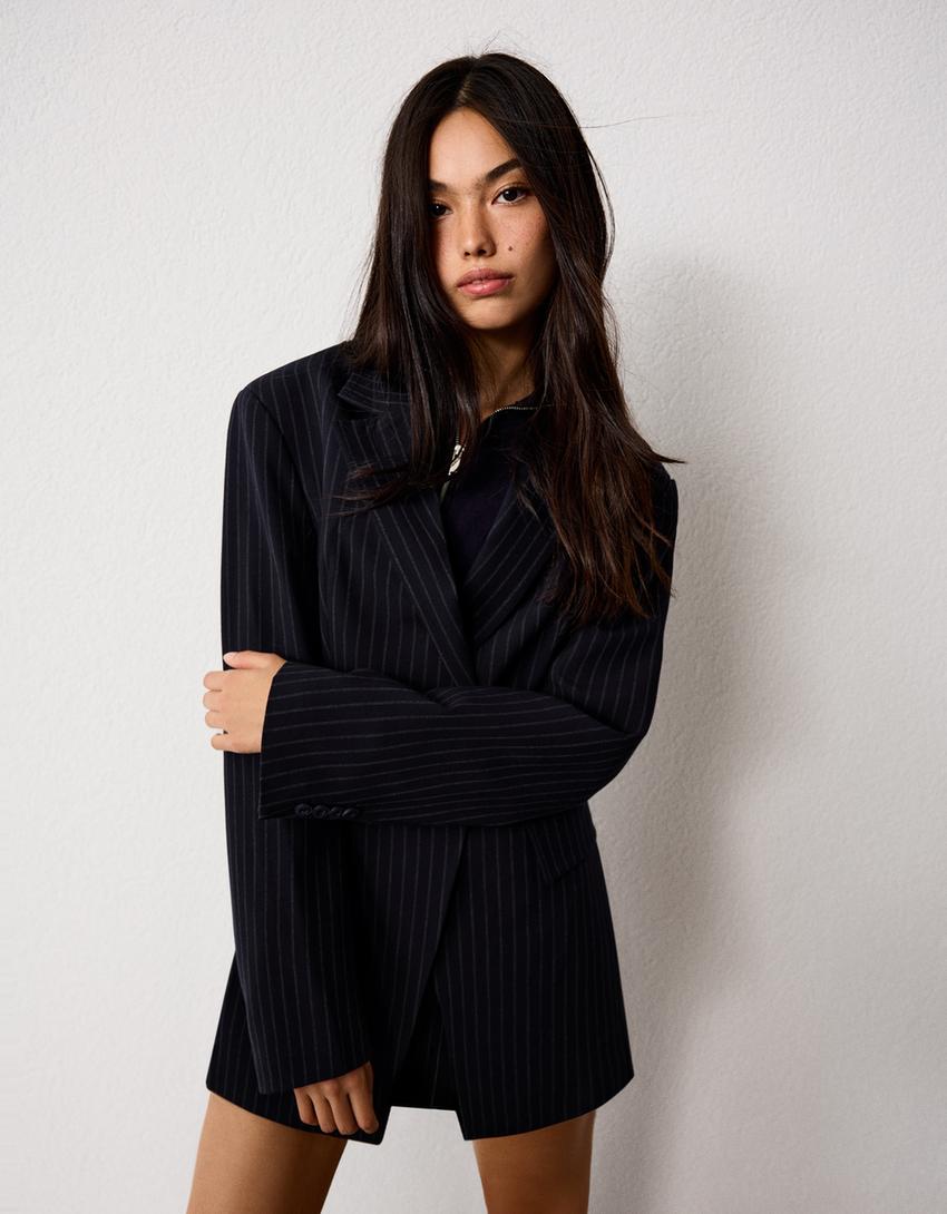 Blazer with side button-Navy