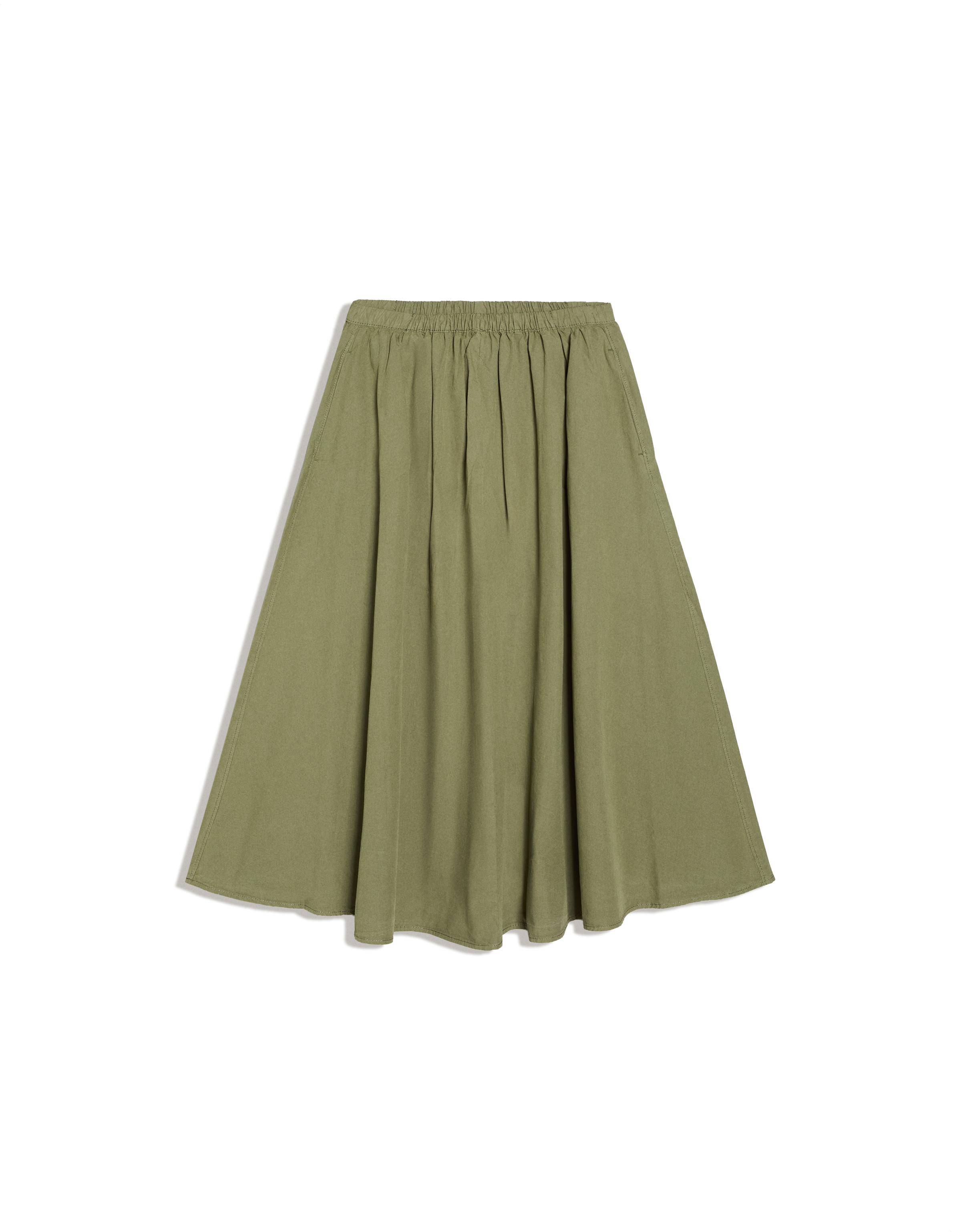 Elasticated waist midi skirt — Khaki