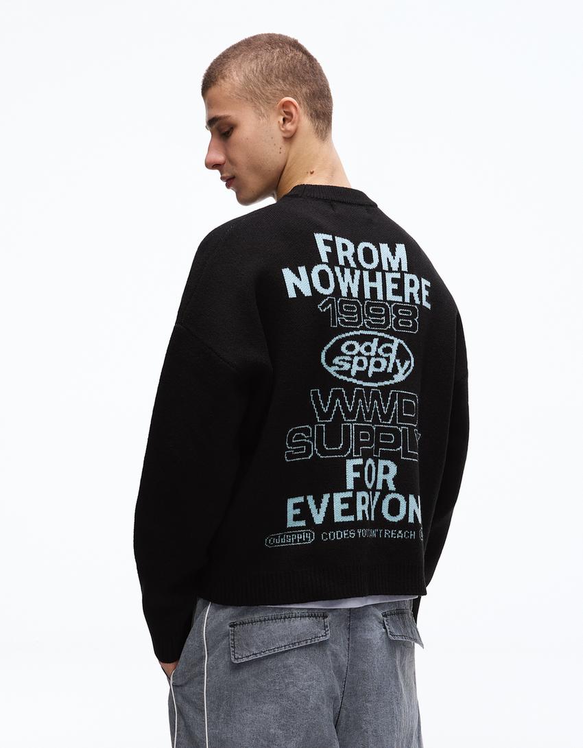 Jacquard print jumper-Black