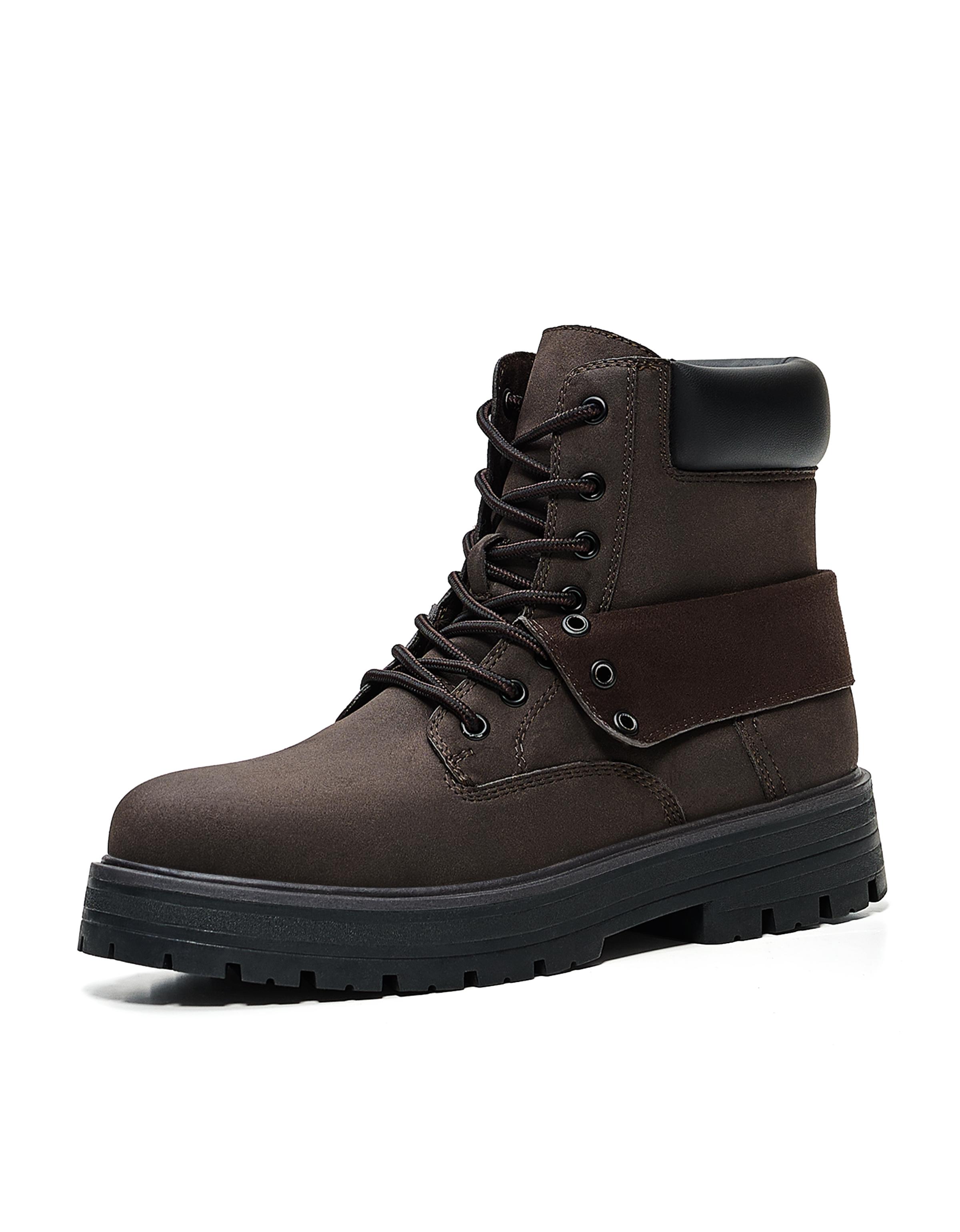 LACE-UP WORKER ANKLE BOOTS — Brown (alternate view)