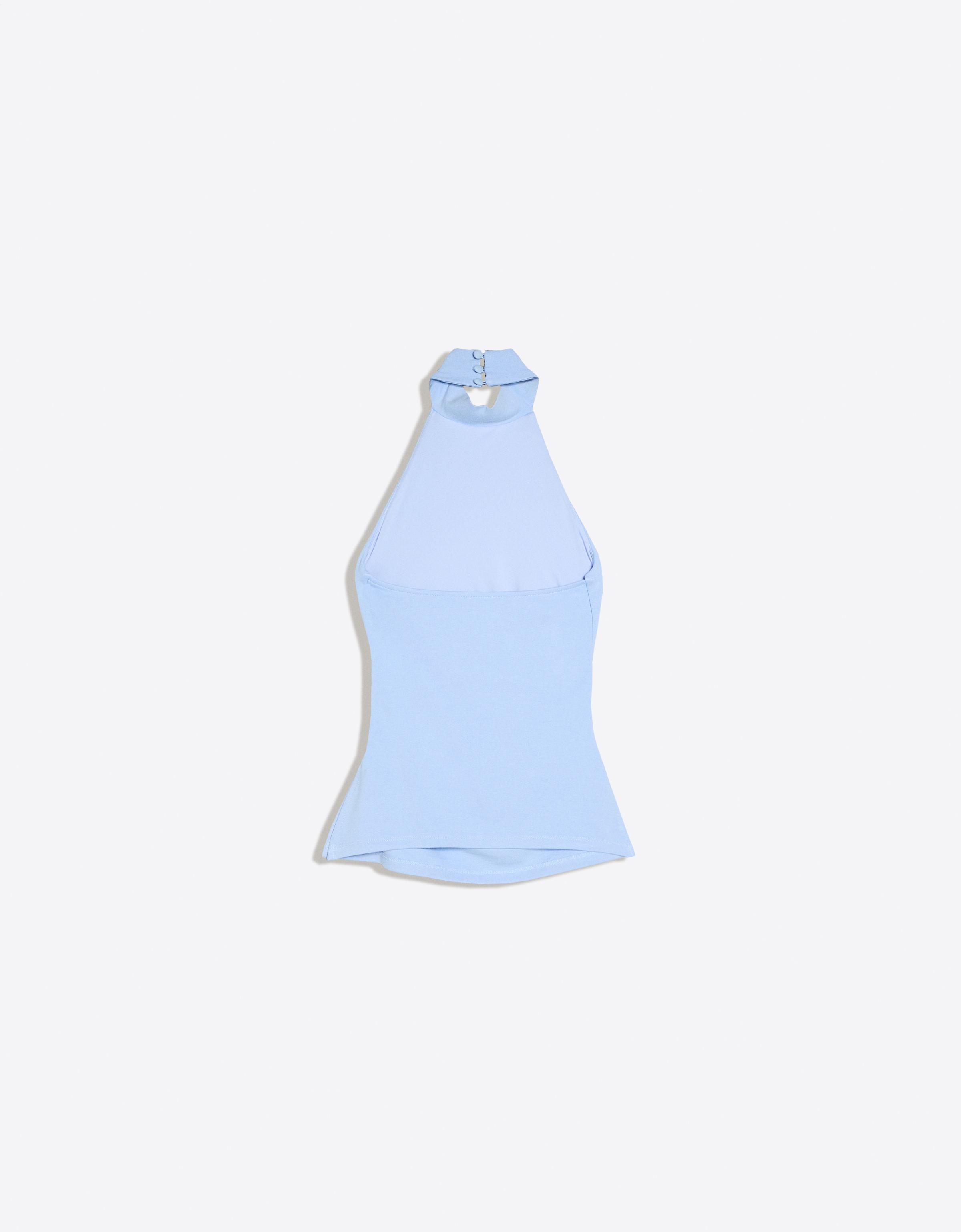 Gathered halter neck top — Light blue