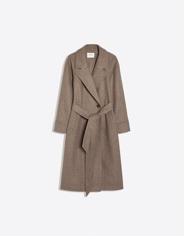 Soft-touch long coat with belt — Brown 5