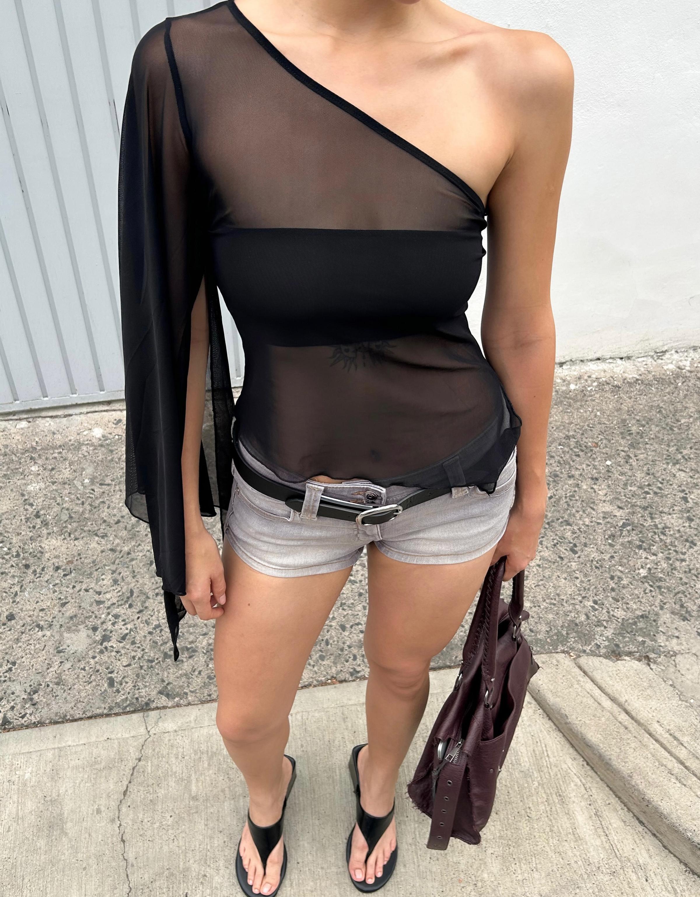 Denim mini shorts — Grey