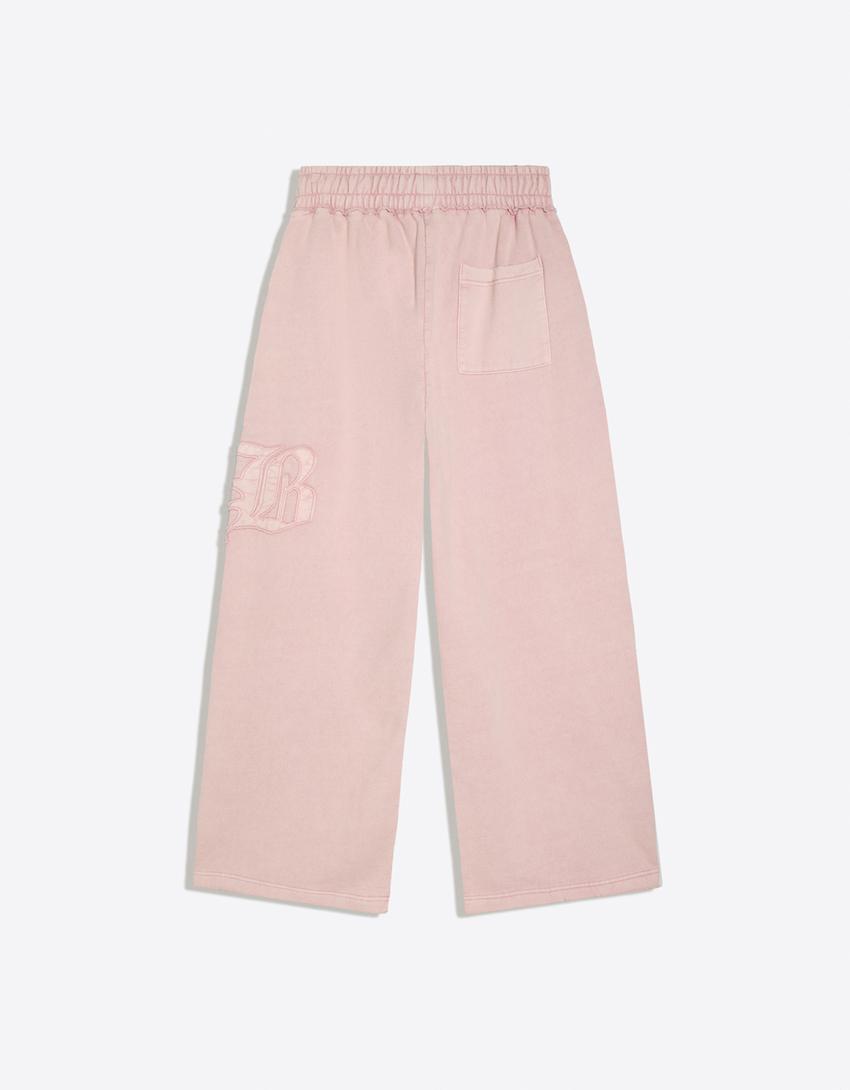Super baggy washed trousers-Pink
