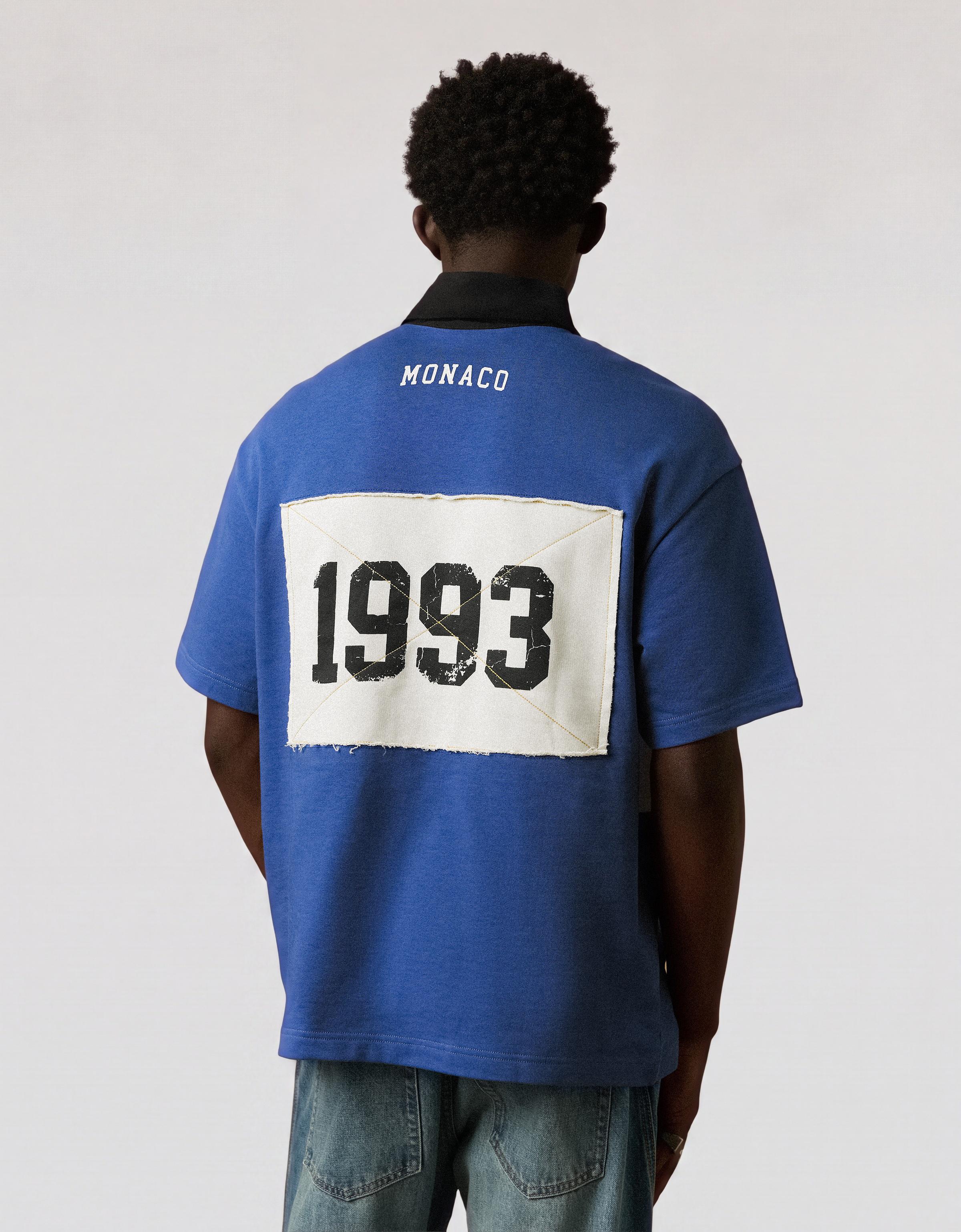 Short sleeve print polo shirt — Blue
