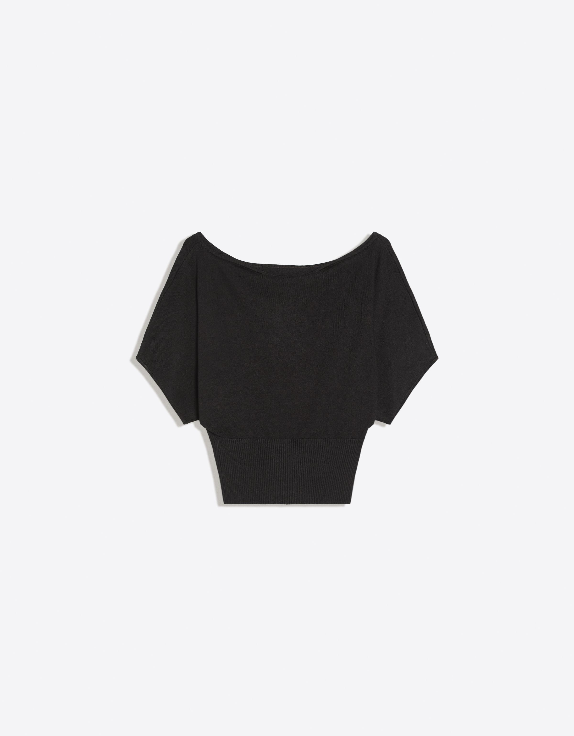 Bershka Jersey Cuello Asimétrico Mujer Negro