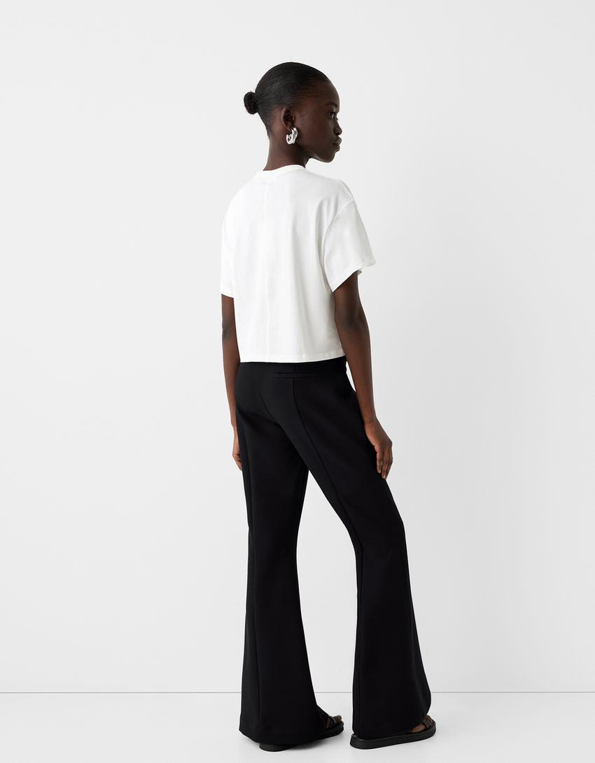 Calças maxi flare-Preto-2