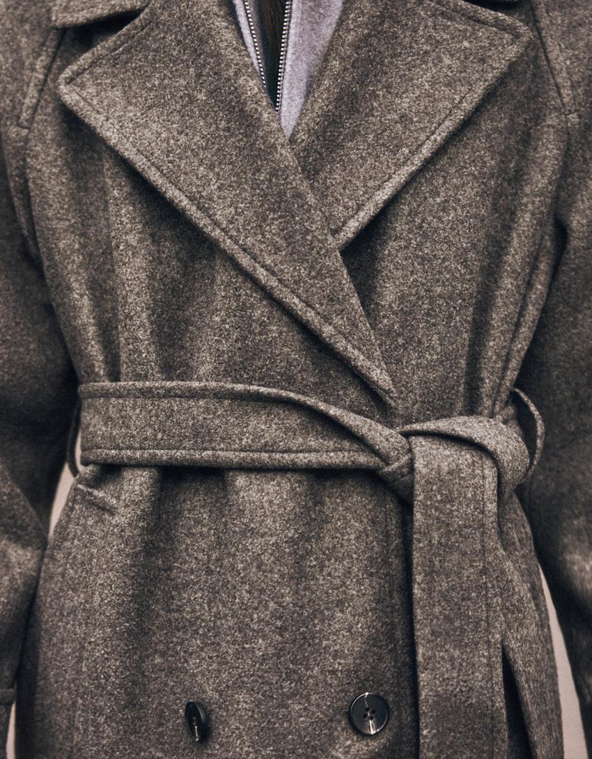 Soft trench coat with belt-Brown