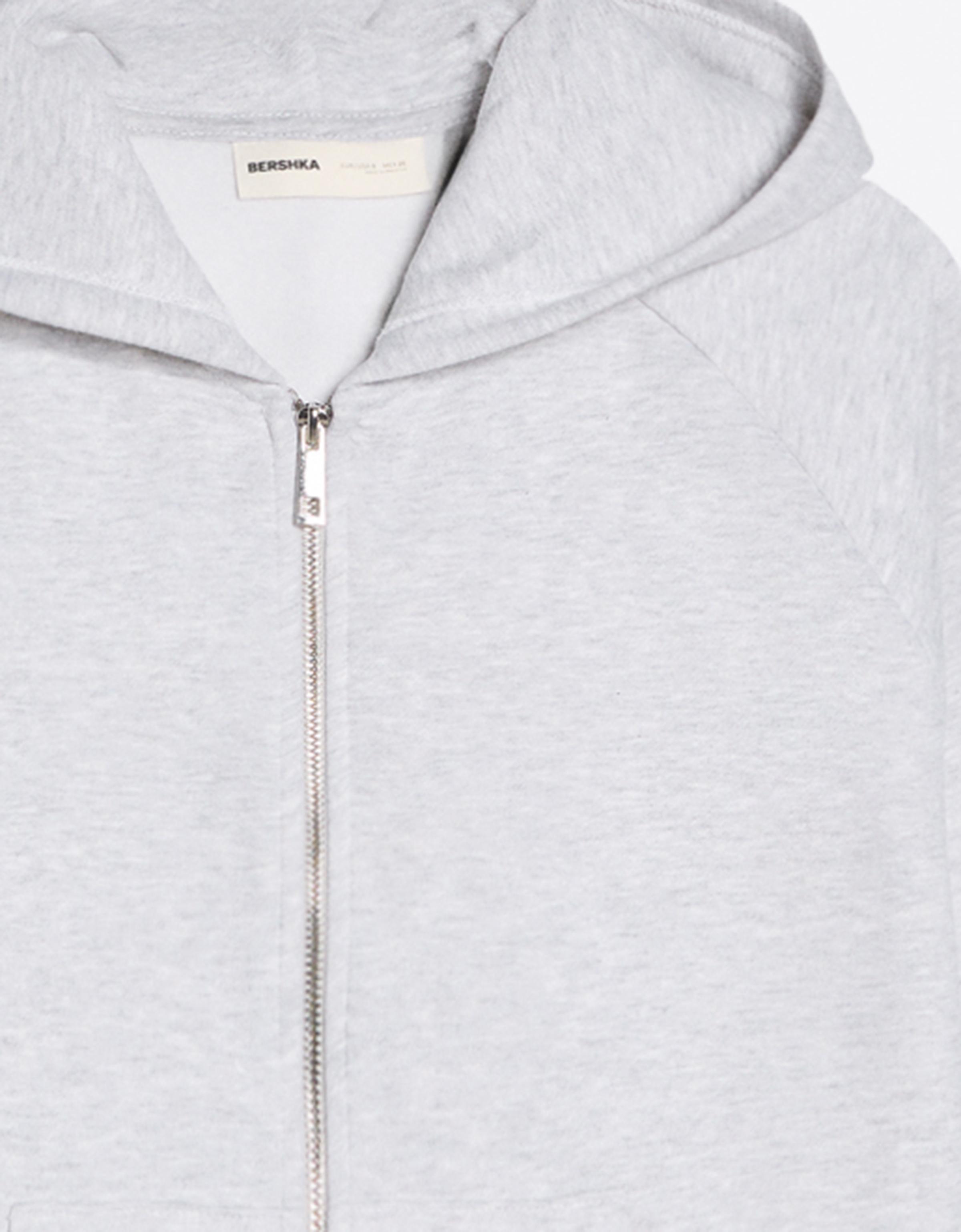 Zip-up plush hooded jacket — Grey