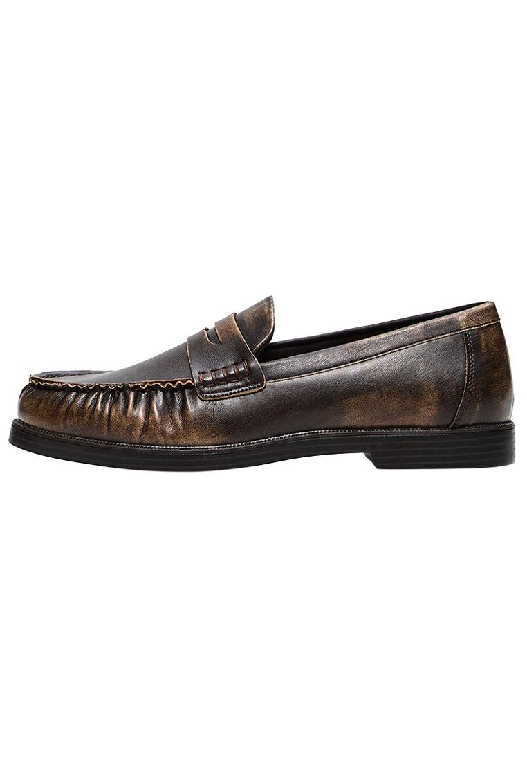 BRUSHED LOAFERS — Brown