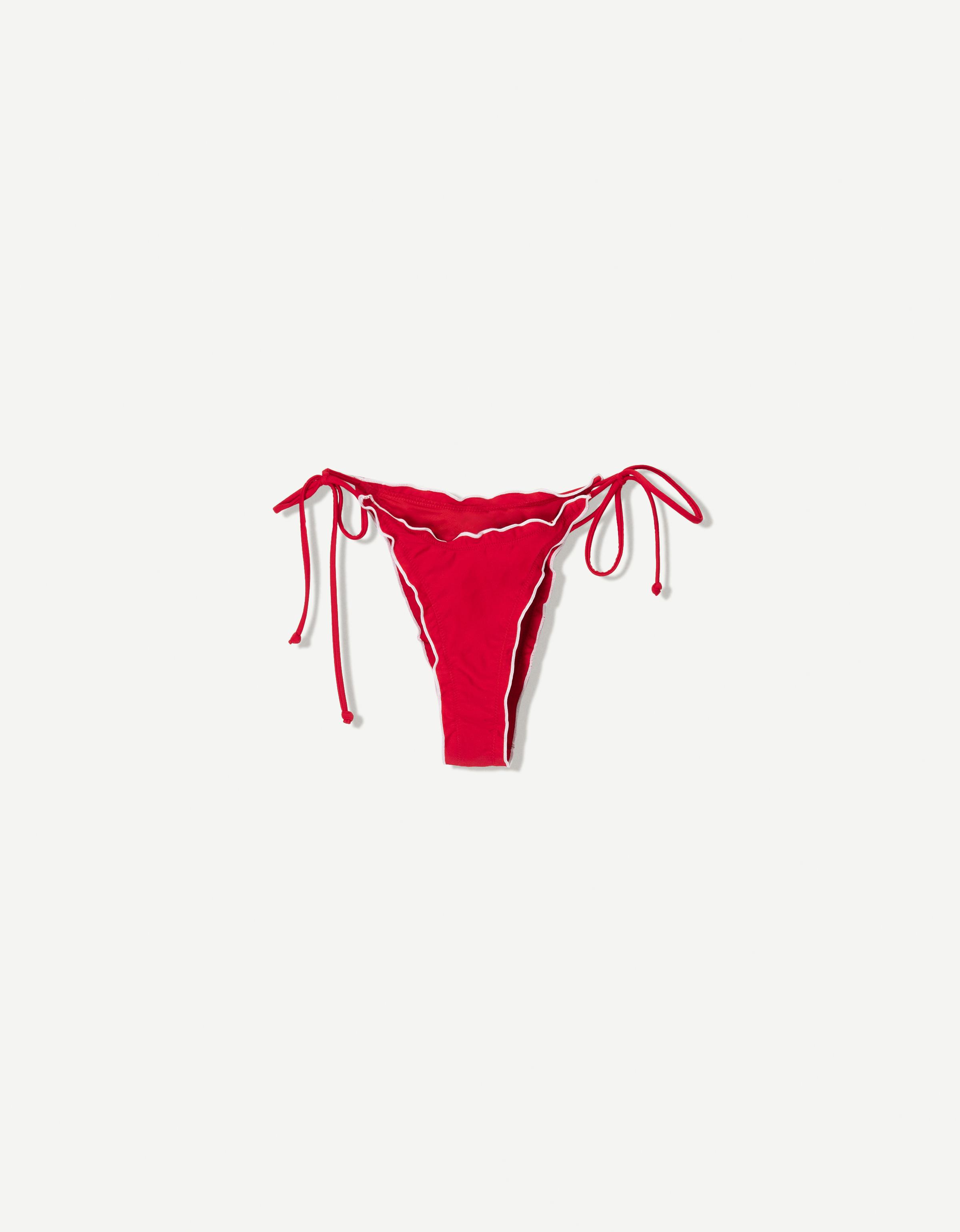 Bershka Gewelltes Bikinihöschen Mit Schleifen Damen Xs Rot