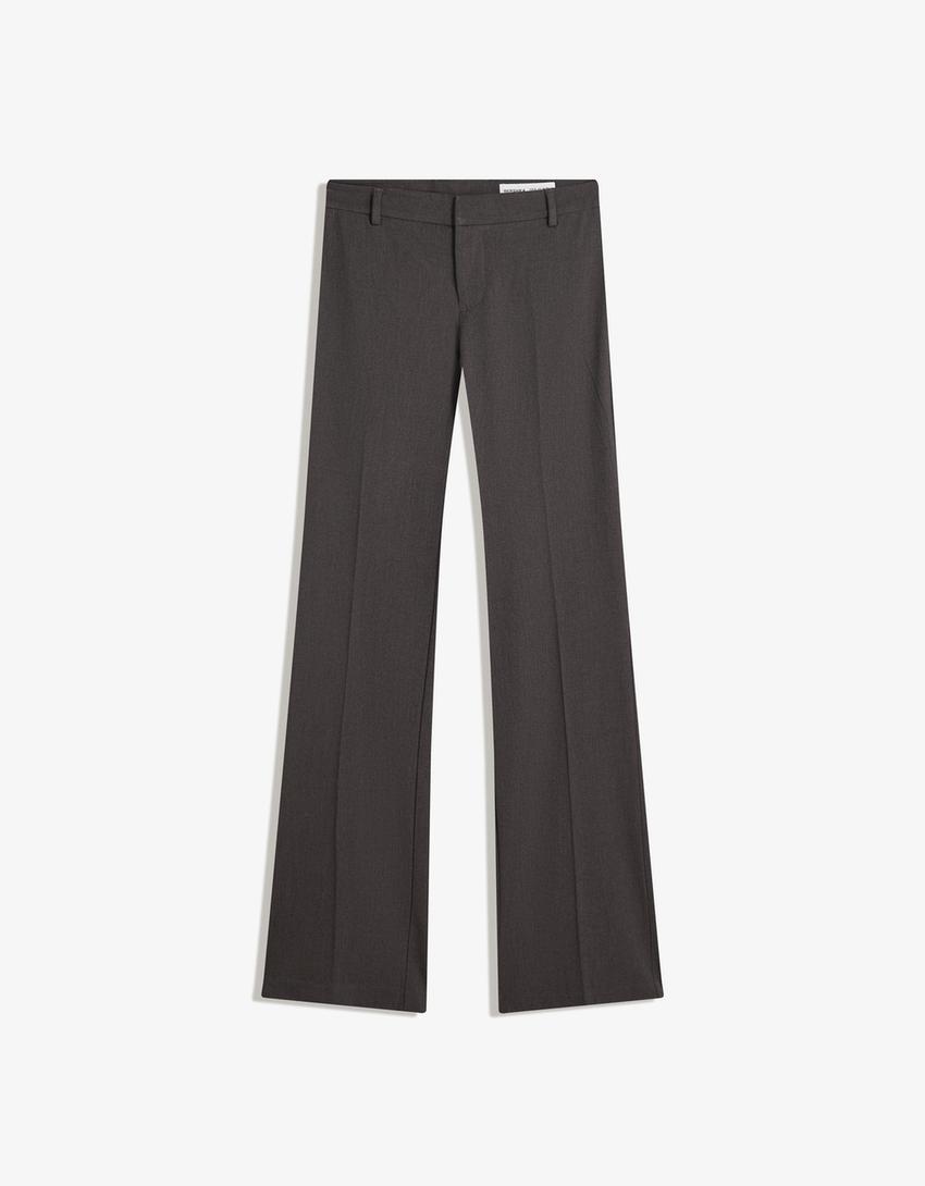 Bootcut-Hose mit tiefem Bund-Grau-3