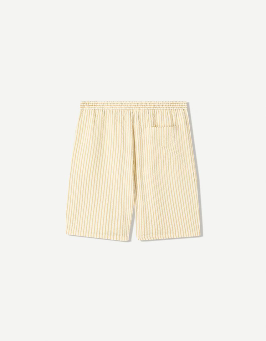 Bermuda jogger fit rayé-Jaune