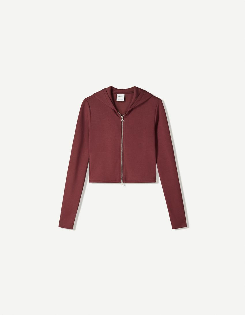 Zip-up hoodie-Burgundy-0