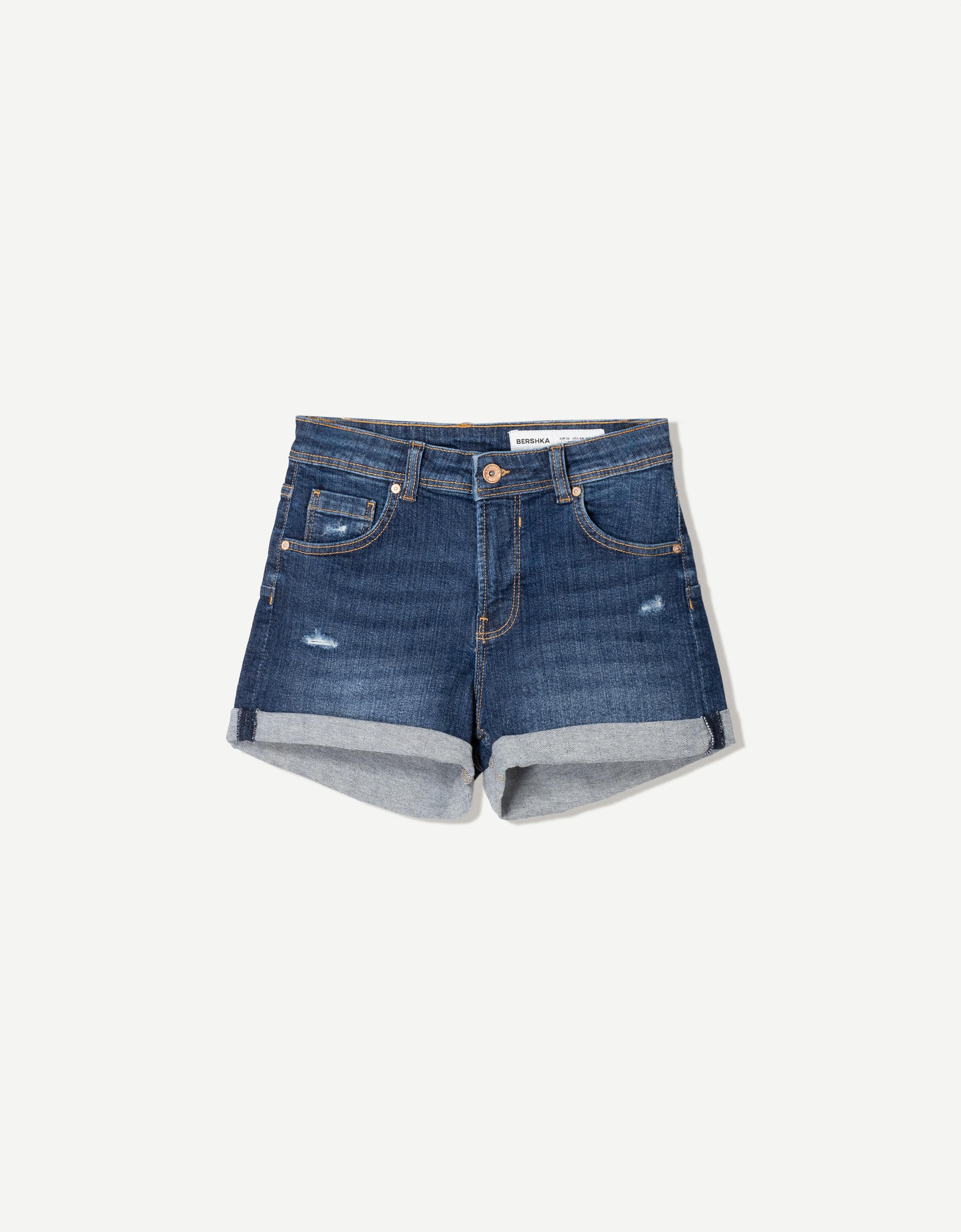 Bershka Jeansshorts Mit Roll-Up Damen 36 Blau