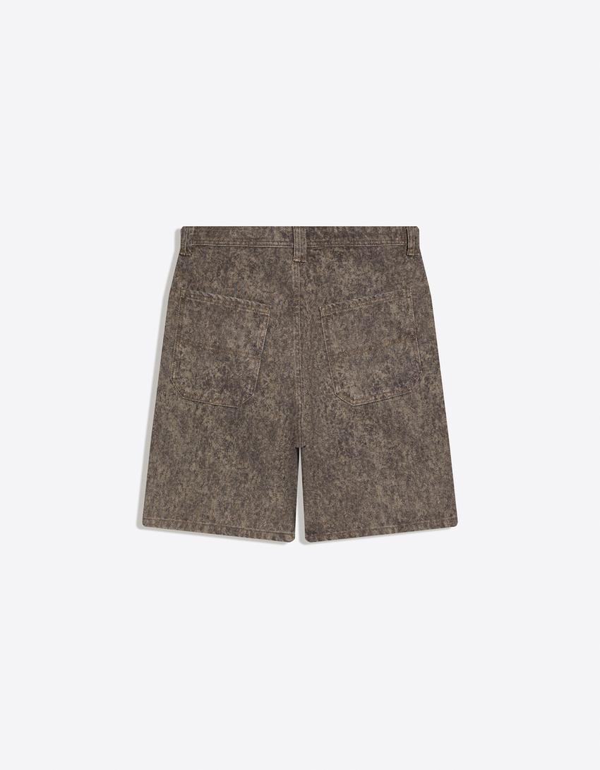 Baggy print Bermuda shorts-Dark grey