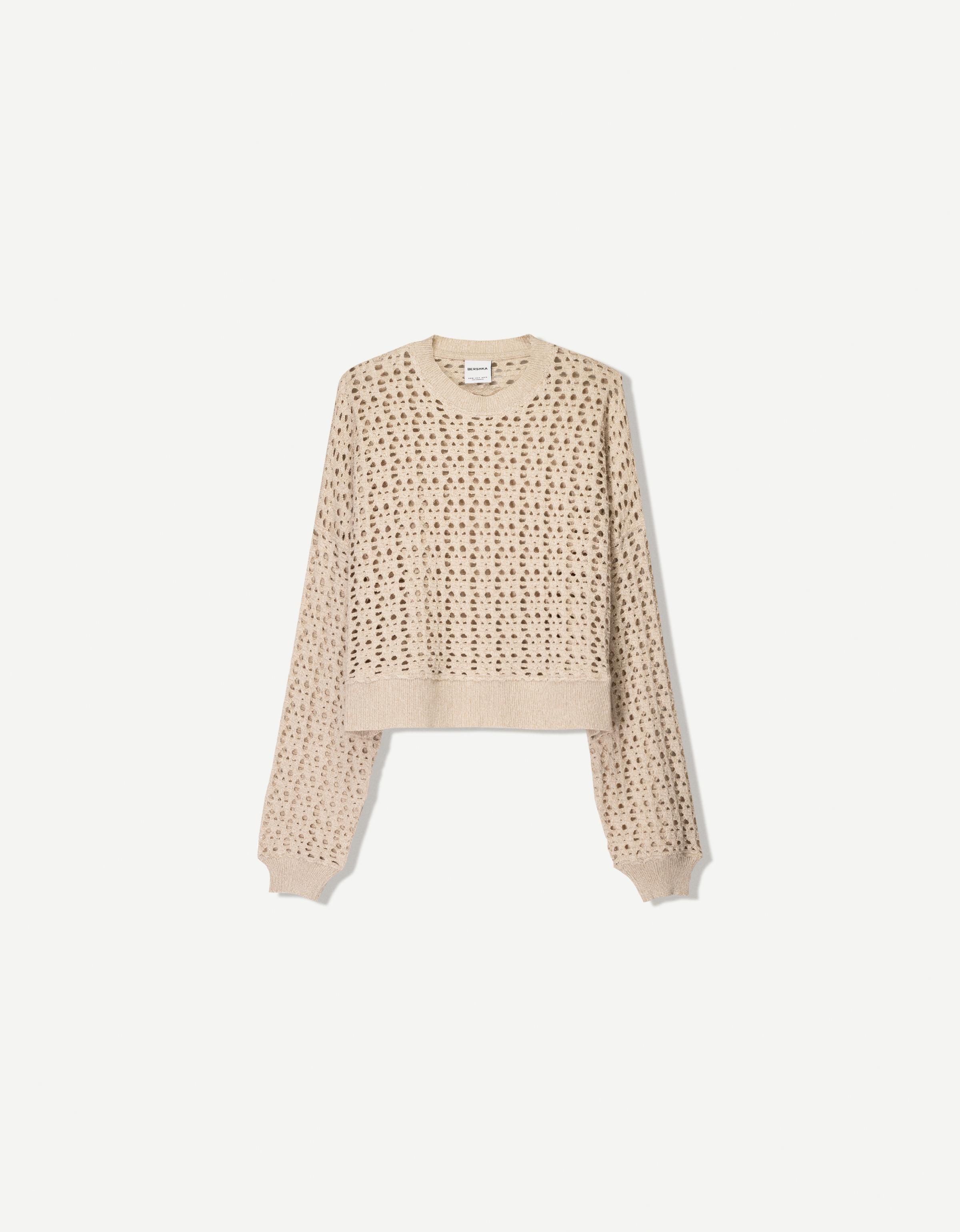 Bershka Rustikaler Pullover Damen M Beige