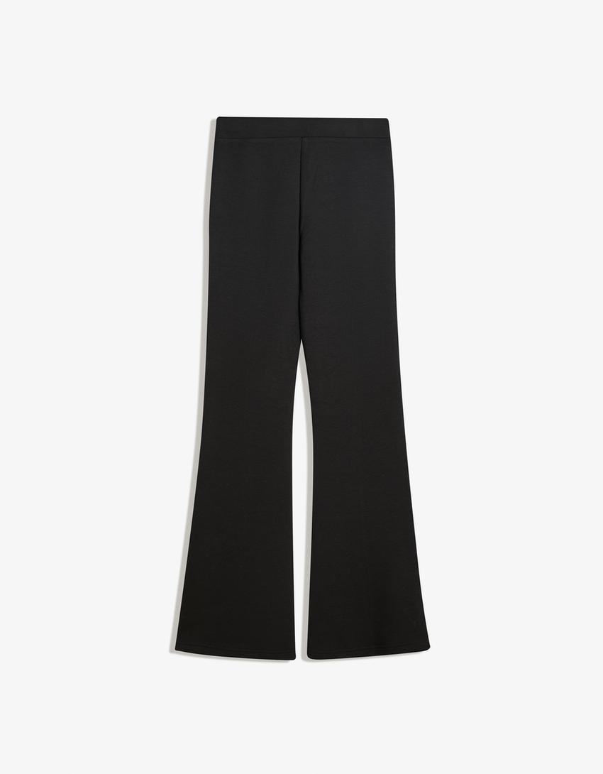Flared broek van een zachte modalmix-Zwart