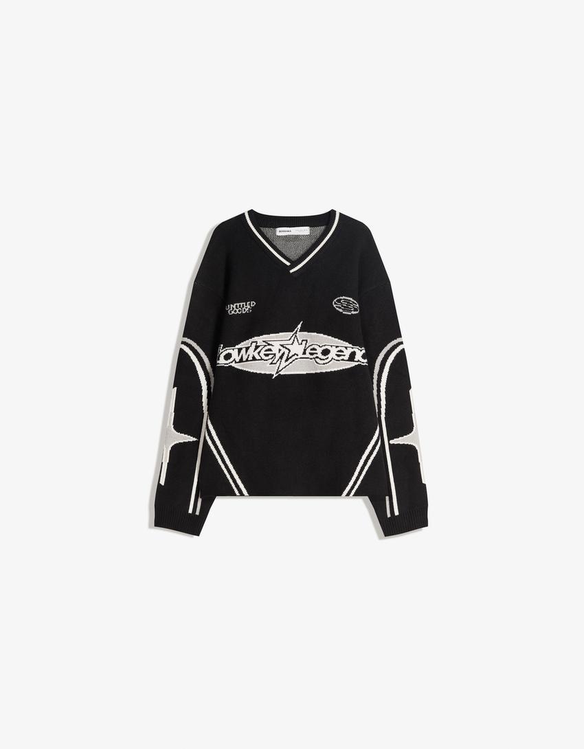 Jersei sport estampat-Negre