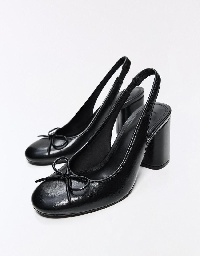 Slingback ballet flats with heels-BLACK