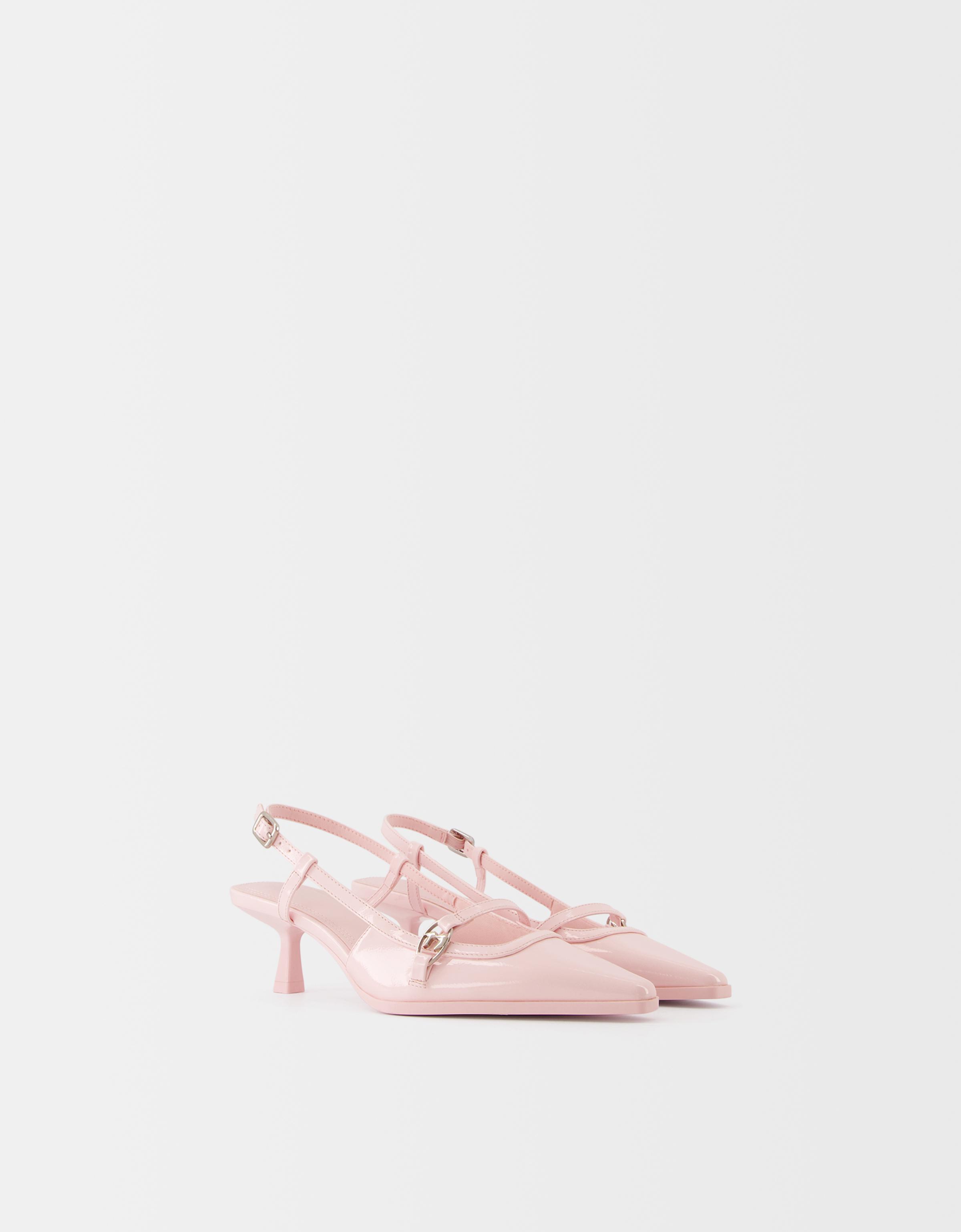 Bershka Absatzschuhe Mit Kitten-Heels Und Nieten Damen 38 Rosa