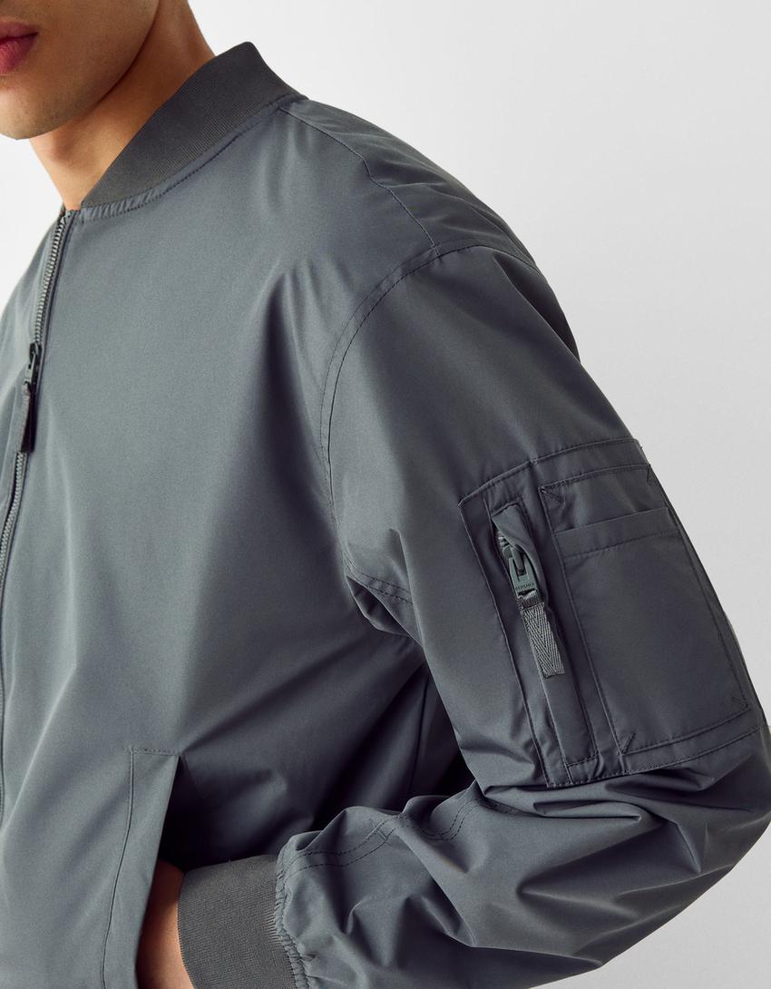 Blusão bomber leve-Cinzento-escuro-5