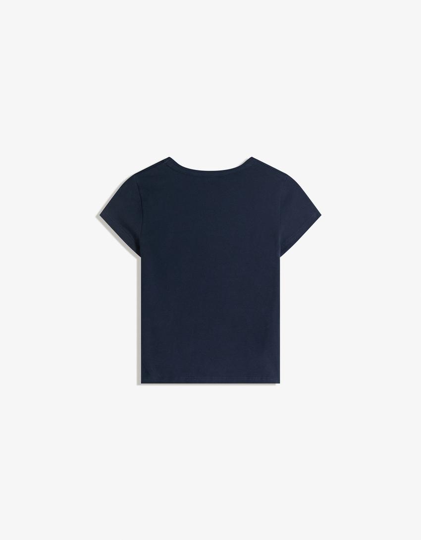 Short sleeve print T-shirt-Navy