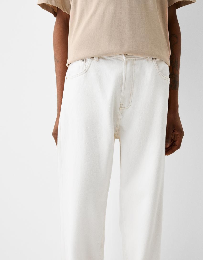 بنطال جينز فضفاض-أبيض-3